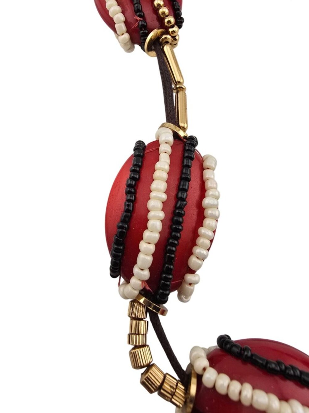 Chicos Rhea Statement Necklace Red Beads & Gold-Tone Adjustable Boho - Picture 6 of 8